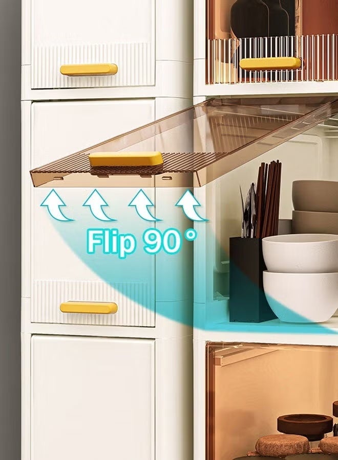 Bathroom Storage Cabinet, Narrow Storage Cabinet, Plastic Narrow Storage Cabinet With Doors And Shelves, Multi-functional Storage Cabinet For Bedroom And Bathroom, Waterproof Design, Suitable For Small Spaces, Bathroom, Kitchen, Laundry Room, White. - Image 3